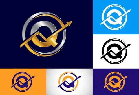 Initial Q monogram alphabet symbol design incorporated with the arrow. Fina.. Stock Illustration