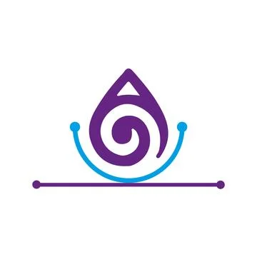 Initial Q monogram alphabet with water drop in a spiral. Waterdrop logo design v Stock Illustration