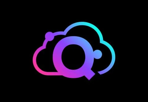 Initial Q monogram letter with the cloud. Cloud computing service logo. Clo.. Illustrazione stock