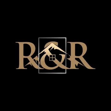 Initial R and R serif font mountain forest sleek climbing travel trip adventure 스톡 일러스트