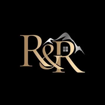 Initial R and R serif font forest mountain sleek climbing to travel adventure 스톡 일러스트