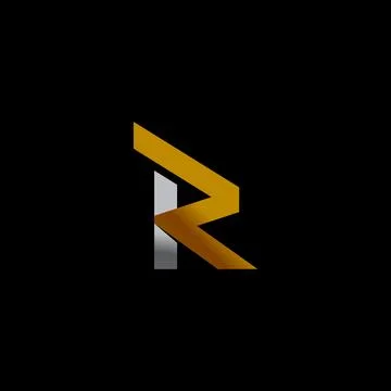 Initial R Bold Golden and Gray Color Stock Illustration