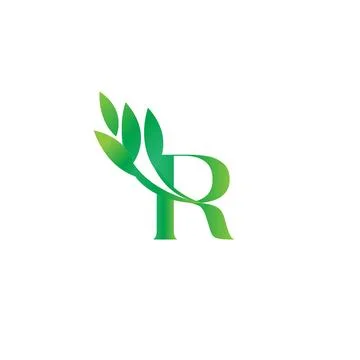Initial R Combine Linked with Symbol Leaf Stock Illustration