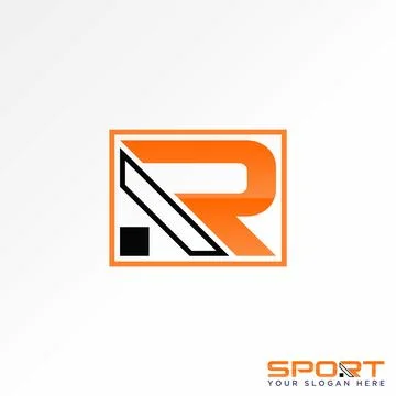 Initial R font cutting line Sport league game monogram typography branding Stock Illustration