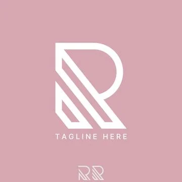 Initial R font line cut strips speed force monogram sport tech movement brand Stock Illustration