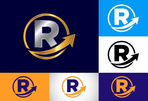 Initial R monogram alphabet symbol design incorporated with the arrow. Fina.. Stock Illustration