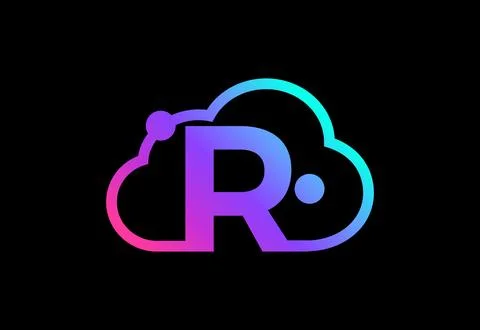 Initial R monogram letter with the cloud. Cloud computing service logo. Clo.. Stock Illustration