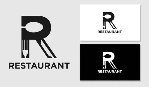 Initial R monogram for restaurant logo template Stock Illustration