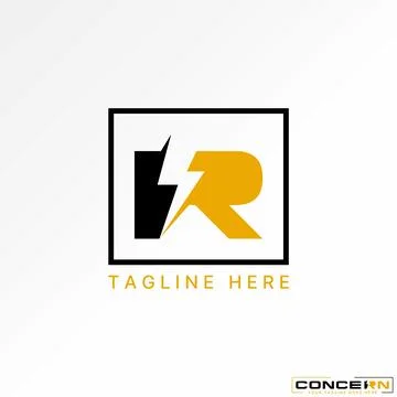 Initial R or IR font volt watt electric thunder monogram typography brand Stock Illustration