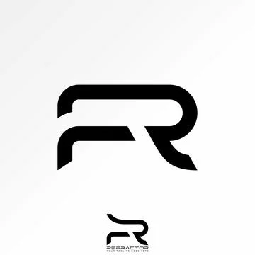 Initial R or PR line font straight sport game tech monogram typography brand Stock Illustration
