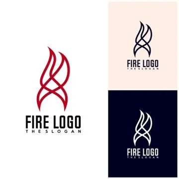 Initial R S F with Fire logo design vector, Fire icon simple logo design temp Stock-Illustration