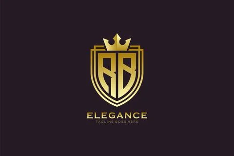 Initial RB elegant luxury monogram logo or badge template with scrolls and .. Stock Illustration