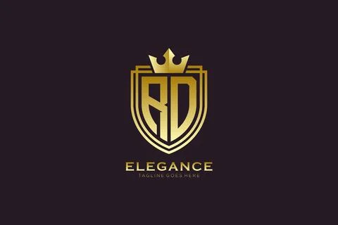 Initial RD elegant luxury monogram logo or badge template with scrolls and .. Stock Illustration