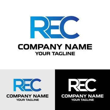 Initial REC letter modern typography logo design template Stock Illustration