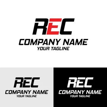 Initial REC letter modern typography simple vector logo design template Stock Illustration