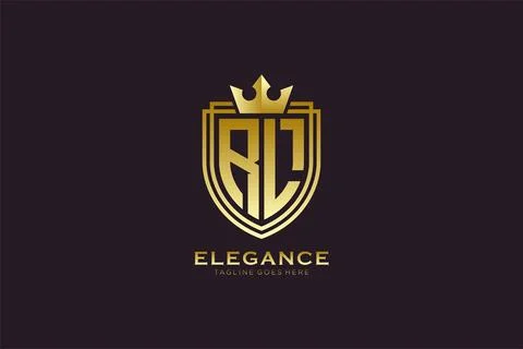 Initial RL elegant luxury monogram logo or badge template with scrolls and .. Stock Illustration