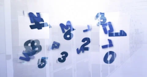 Initial rotating digits drifting into frame clustering forming data swarm over 動画素材 310658534