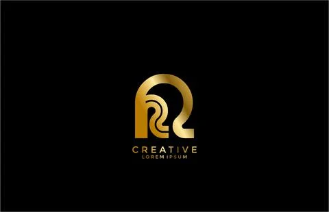 Initial RR connected style shape golden logotype Stock Illustration