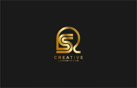 Initial RS connected style shape golden logotype Stock Illustration