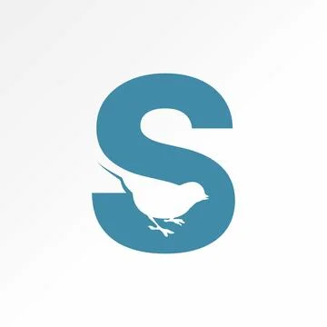 Initial S font with bird side negative space fauna peak typography brand shop Stock Illustration
