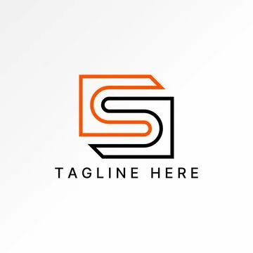 Initial S font line square motif 3D pattern aesthetic art flip monogram brand Illustrazione stock