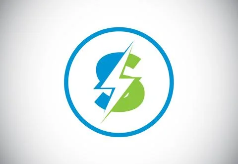 Initial S letter logo design with lighting thunder bolt. Electric bolt lett.. Stock Illustration