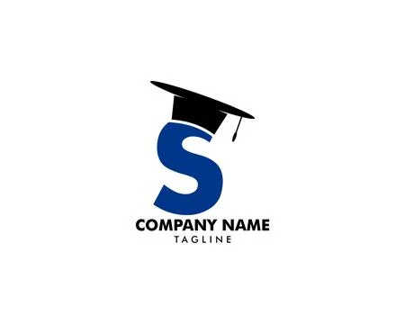 Initial S letter logo with graduation hat, Education theme concept design Stock Illustration