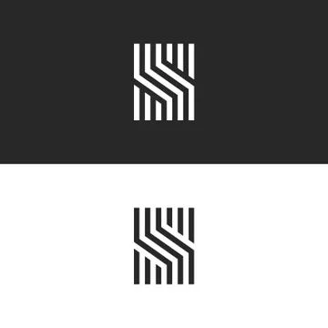Initial S letter monogram linear pattern, black and white parallel lines crea イラスト素材
