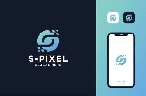 Initial s logo design for technology business brand Stock Illustration
