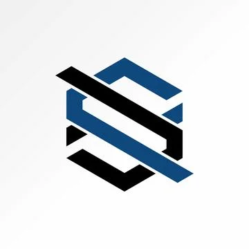 Initial S or 8 font hexagon line cutting infinity flip to sport monogram tech Stock Illustration