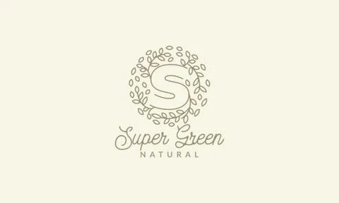 Initial S or letter S with leaf  ornament on circle luxury modern logo Stock Illustration