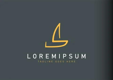 Initial S sailboat shaped logo design. Vector illustration of minimalist init Illustration