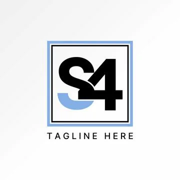 Initial S4 connected font group team consulting element monogram tech brand Stock Illustration