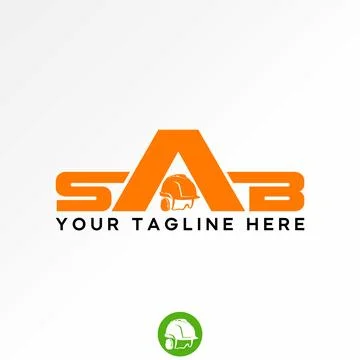 Initial SAB font ear google helmet protection outdoor to safety site equipment Illustrazione stock