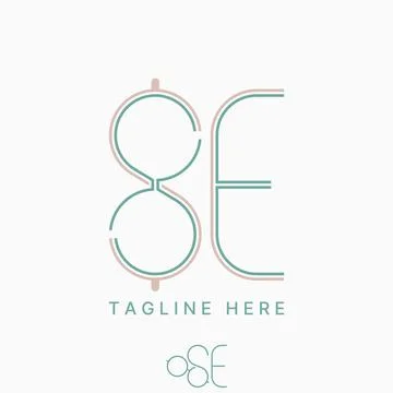 Initial SE 8E font eye glasses double lines monogram medical vision optic len Stock Illustration