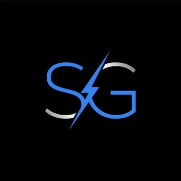 Initial SG connect font with electric lighting power monogram typography Illustrazione stock