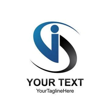 Initial Si logo design template colored dark grey blue swoosh design for busi Stock Illustration