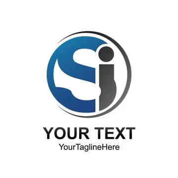 Initial Si logo design template colored dark grey blue swoosh design for busi Stock Illustration