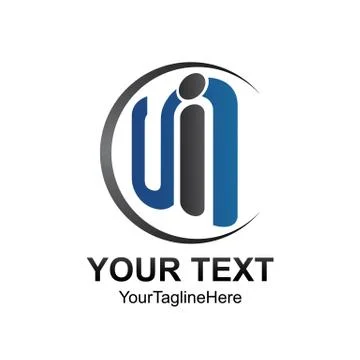 Initial Si logo design template colored dark grey blue swoosh design for busi Stock Illustration