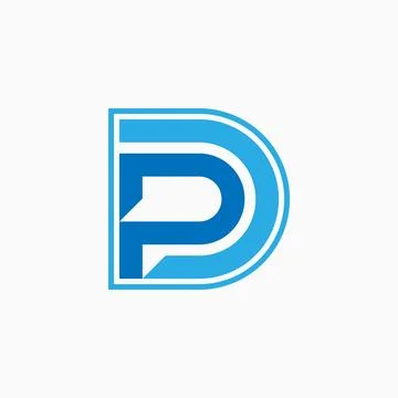 Initial sign DP PC font negative space monogram typography branding Illustrazione stock