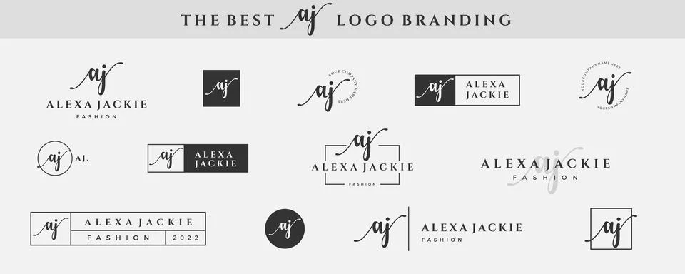 Initial simple letter AJ A logo monogram on black for beauty, fashion, photog Stock Illustration