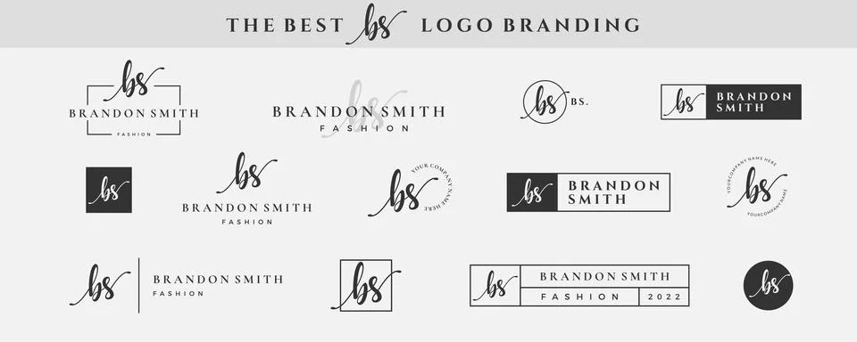 Initial simple letter BS B logo monogram on black for beauty, fashion, photog Stock Illustration