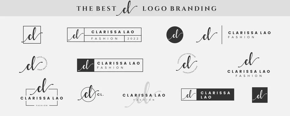 Initial simple letter CL C logo monogram on black for beauty, fashion, photog Stock Illustration
