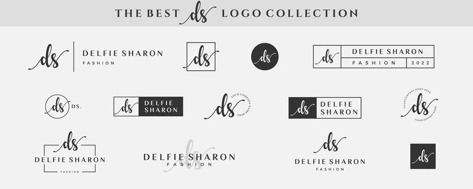 Initial simple letter DS D logo monogram on black for beauty, fashion, photog Stock Illustration
