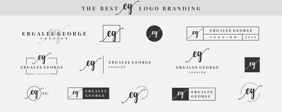 Initial simple letter EG E logo monogram on black for beauty, fashion, photog Stock Illustration