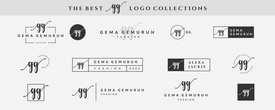 Initial simple letter GG G logo monogram on black for beauty, fashion, photog Stock Illustration