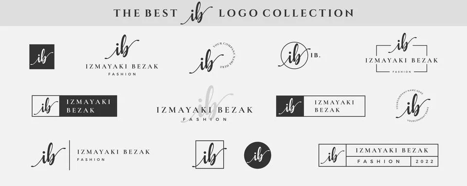Initial simple letter IB I logo monogram on black for beauty, fashion, photog Stock Illustration