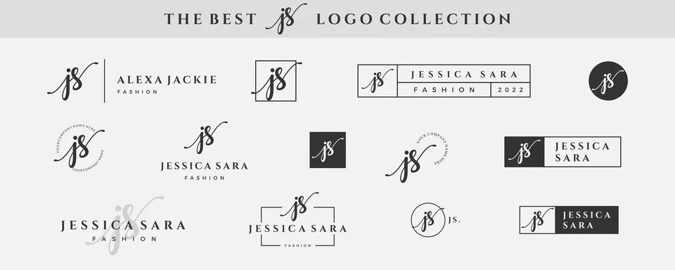 Initial simple letter JS J logo monogram on black for beauty, fashion, photog Stock Illustration