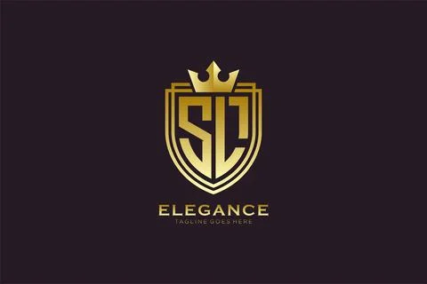 Initial SL elegant luxury monogram logo or badge template with scrolls and .. Stock Illustration
