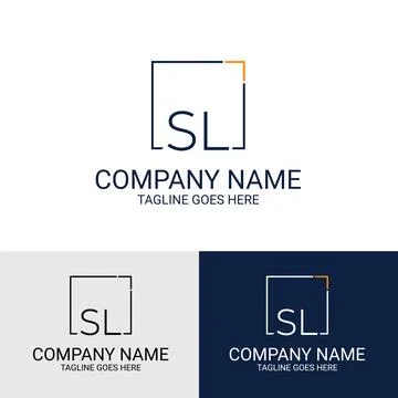 Initial SL letter in a square box minimalist simple vector logo design Stock Illustration